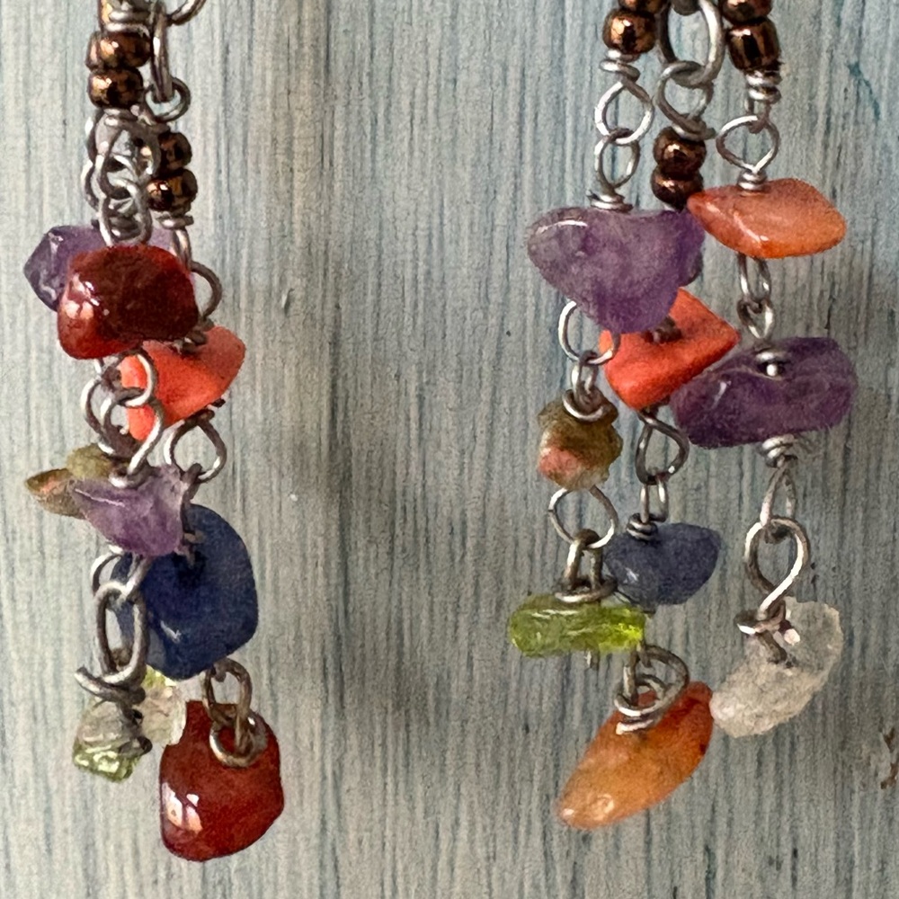 Colorful Beaded Dangle Earrings - Picture 2 of 9
